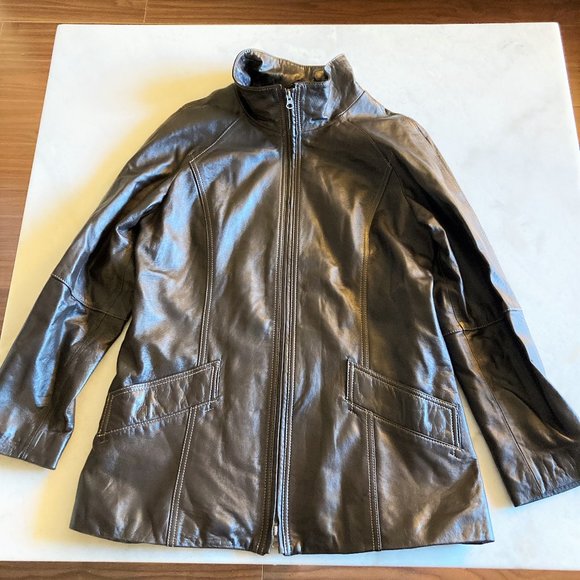 Danier vintage leather jacket / coat (dark brown / espresso), mid length women's - Picture 5 of 13